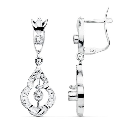 Boucles d'oreilles en or blanc 18 carats 29x10 mm 11944