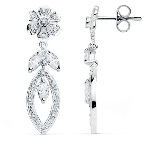 Boucles d'oreilles Or Blanc 18 Carats 30x8mm 15740 Zircone