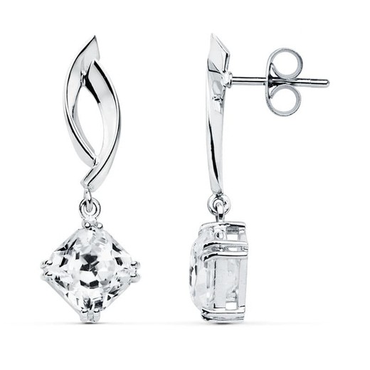 Boucles d'oreilles en or blanc 18 carats 31x11 mm 15786 Zircone