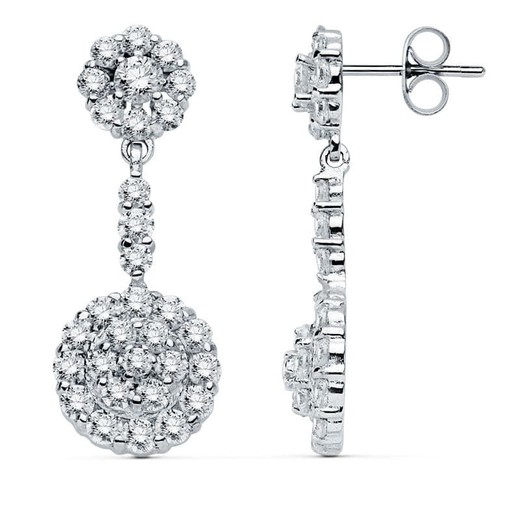 Boucles d'oreilles Or Blanc 18 Carats 32x12mm 15374 Zircone