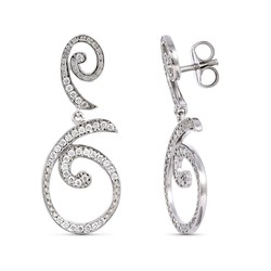 Pendientes Oro Blanco 18kts 35x14mm 18089 Circonitas