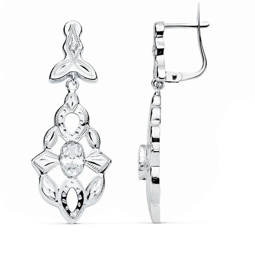 Boucles d'oreilles en or blanc 18 carats 38x14 mm 11894