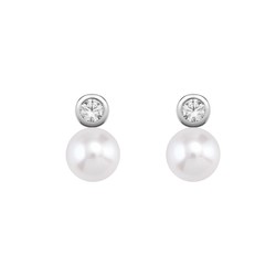 Pendientes Oro Blanco 18kts Argyor MRM 10mm (18)75B0100ZP-10mm Circonitas Perlas