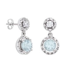 Pendientes Oro Blanco 18kts Argyor MRM 1,8cm (18)75B0204TDA Topacio Azul Diamantes