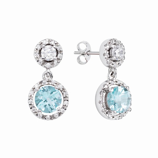 Pendientes Oro Blanco 18kts Argyor MRM 1,8cm (18)75B0204TTA Topacio Azul Diamantes