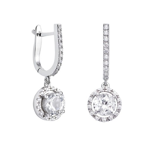 Pendientes Oro Blanco 18kts Argyor MRM 2,50cm (18)75B0202TD Topacios Blancos Diamantes