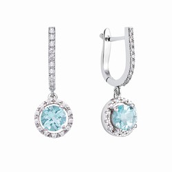 Pendientes Oro Blanco 18kts Argyor MRM 2,50cm (18)75B0202TTA Topacio Azul Diamantes