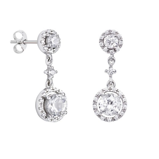 Pendientes Oro Blanco 18kts Argyor MRM 2,50cm (18)75B0207TD Topacios Blancos Diamantes