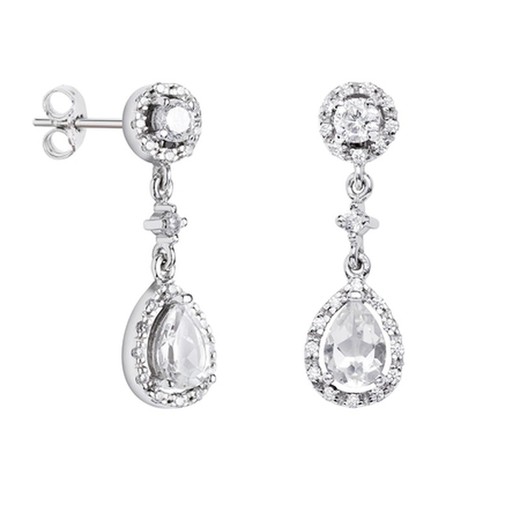 Pendientes Oro Blanco 18kts Argyor MRM 2,50cm (18)75B0208TD Topacios Blancos Diamantes