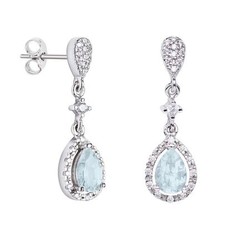 Pendientes Oro Blanco 18kts Argyor MRM 2,50cm (18)75B0209TDA Topacio Azul Diamantes