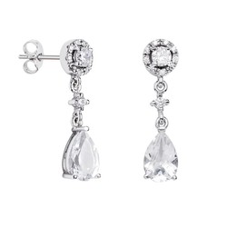 Pendientes Oro Blanco 18kts Argyor MRM 2,50cm (18)75B0216TD Topacios Blancos Diamantes