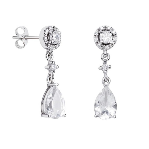 Pendientes Oro Blanco 18kts Argyor MRM 2,50cm (18)75B0216TD Topacios Blancos Diamantes