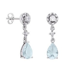 Pendientes Oro Blanco 18kts Argyor MRM 2,50cm (18)75B0216TDA Topacio Azul Diamantes