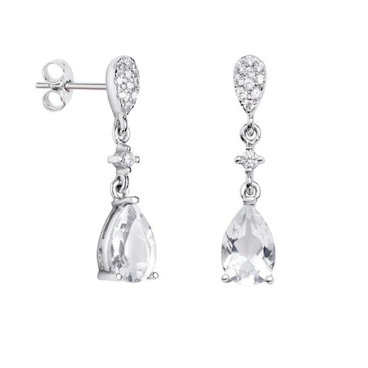 Pendientes Oro Blanco 18kts Argyor MRM 2,50cm (18)75B0217TD Topacios Blancos Diamantes