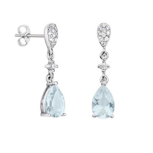 Pendientes Oro Blanco 18kts Argyor MRM 2,50cm (18)75B0217TDA Topacio Azul Diamantes