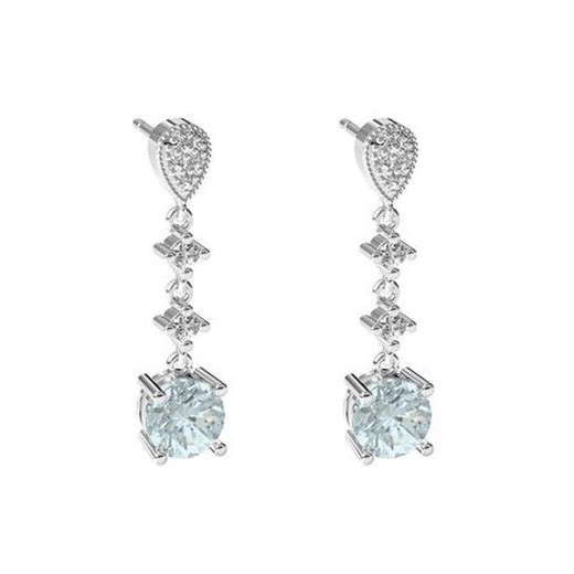 Pendientes Oro Blanco 18kts Argyor MRM 2,50cm (18)75B0226TDA Topacio Azul Diamantes