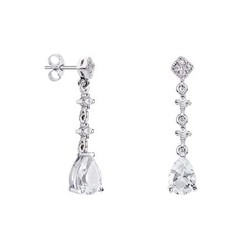 Pendientes Oro Blanco 18kts Argyor MRM 2,50cm (18)75B0229TD Topacio Blanco Diamantes