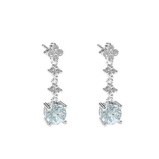 Pendientes Oro Blanco 18kts Argyor MRM 2,50cm (18)75B0234TDA Topacio Azul Diamantes