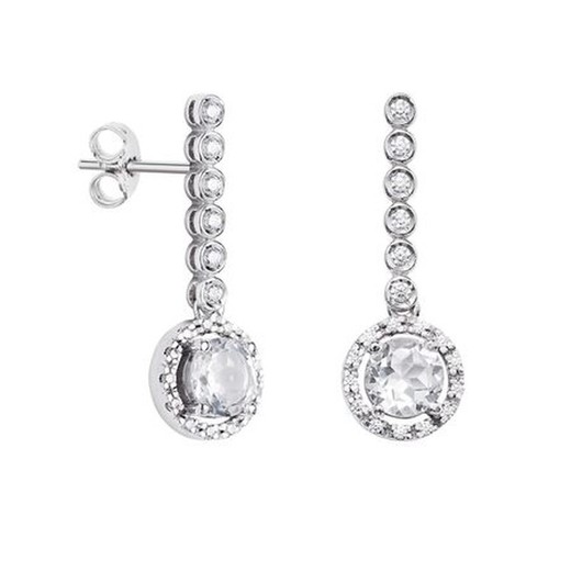 Pendientes Oro Blanco 18kts Argyor MRM 2,60cm (18)75B0200TD Topacios Blancos Diamantes