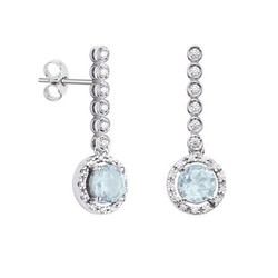 Pendientes Oro Blanco 18kts Argyor MRM 2,60cm (18)75B0200TDA Topacio Azul Diamantes