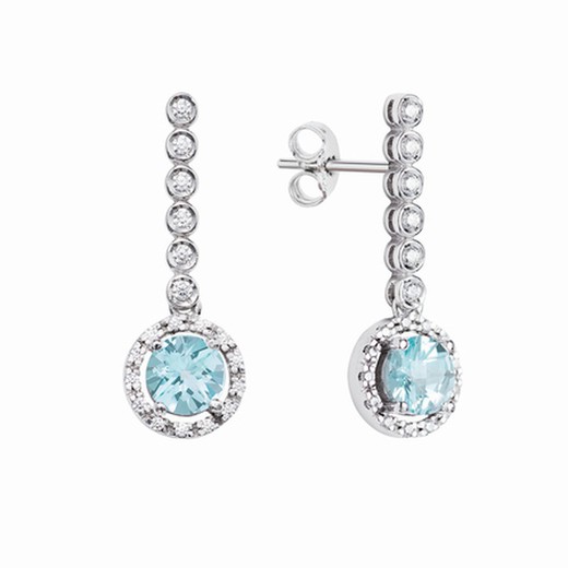 Pendientes Oro Blanco 18kts Argyor MRM 2,60cm (18)75B0200TTA Topacio Azul Diamantes