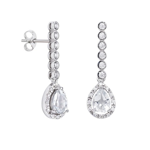 Pendientes Oro Blanco 18kts Argyor MRM 2,70cm (18)75B0201TD Topacios Blancos Diamantes