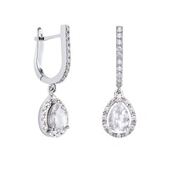 Pendientes Oro Blanco 18kts Argyor MRM 2,80cm (18)75B0203TD Topacios Blancos Diamantes