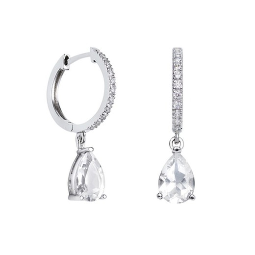 Pendientes Oro Blanco 18kts Argyor MRM 2,80cm (18)75B0215TD Topacios Blancos Diamantes