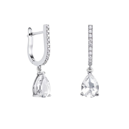 Pendientes Oro Blanco 18kts Argyor MRM 2,80cm (18)75B0218TD Topacios Blancos Diamantes