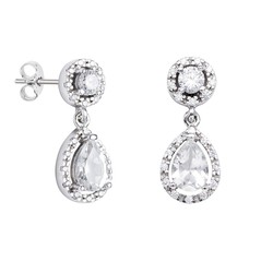 Pendientes Oro Blanco 18kts Argyor MRM 2cm (18)75B0205TD Topacios Blancos Diamantes