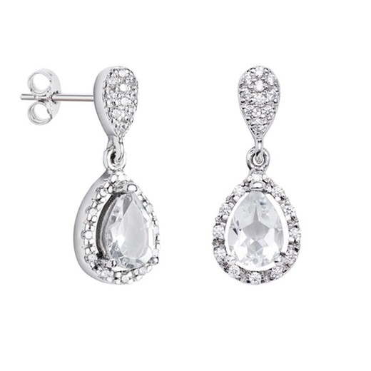 Pendientes Oro Blanco 18kts Argyor MRM 2cm (18)75B0206TD Topacios Blancos Diamantes