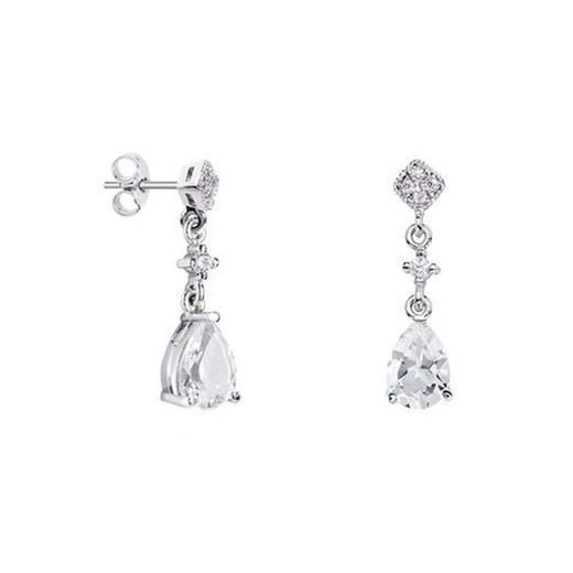 Pendientes Oro Blanco 18kts Argyor MRM 2cm (18)75B0227TD Topacio Blanco Diamantes