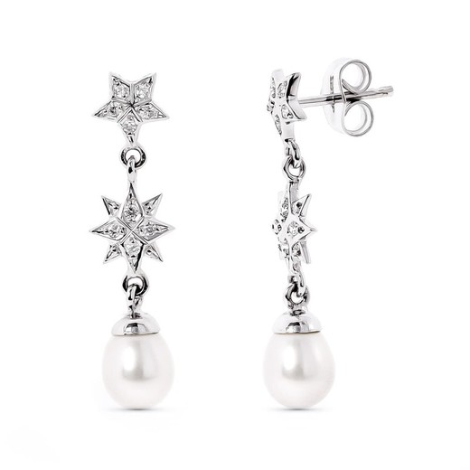 18k White Gold Earrings 15775 Pearl