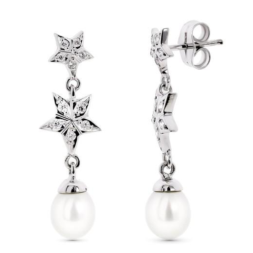18k White Gold Earrings 15784 Pearl