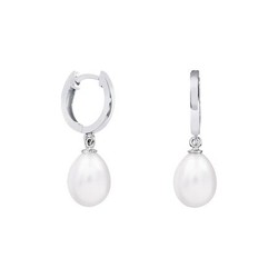 Pendientes Oro Blanco 18kts Lágrima Argyor MRM 8mm (18)79B0300NE1 Topacios Perlas