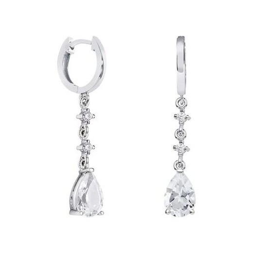 Pendientes Oro Blanco 18kts Lágrima Argyor MRM 8mm (18)79B0302TA1 Diamantes Perlas