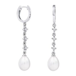 Pendientes Oro Blanco 18kts Lágrima Argyor MRM 8mm (18)79B0303DE1 Diamantes Perlas