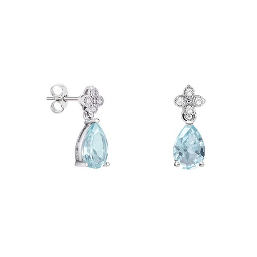 Pendientes Oro Blanco 18kts Lágrima Argyor MRM 9x6mm (18)79B0100DA2 Topacios Azul Diamantes