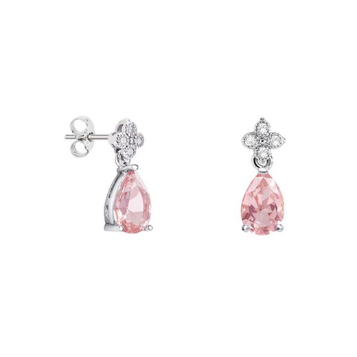 Pendientes Oro Blanco 18kts Lágrima Argyor MRM 9x6mm (18)79B0100DA3 Topacios Rosa Diamantes