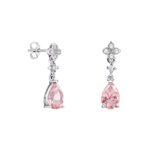 Pendientes Oro Blanco 18kts Lágrima Argyor MRM 9x6mm (18)79B0101DA3 Topacios Rosa Diamantes