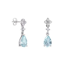 Pendientes Oro Blanco 18kts Lágrima Argyor MRM 9x6mm (18)79B0101TA2 Topacios Azul