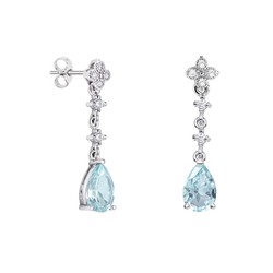 Pendientes Oro Blanco 18kts Lágrima Argyor MRM 9x6mm (18)79B0102DA2 Diamantes Azul