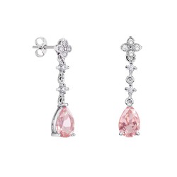 Pendientes Oro Blanco 18kts Lágrima Argyor MRM 9x6mm (18)79B0102DA3 Diamantes Topacio Rosa