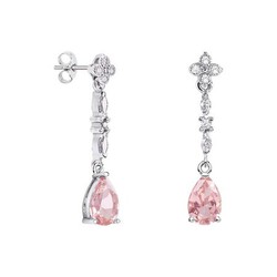 Pendientes Oro Blanco 18kts Lágrima Argyor MRM 9x6mm (18)79B0105DA3 Topacios Rosa Diamantes