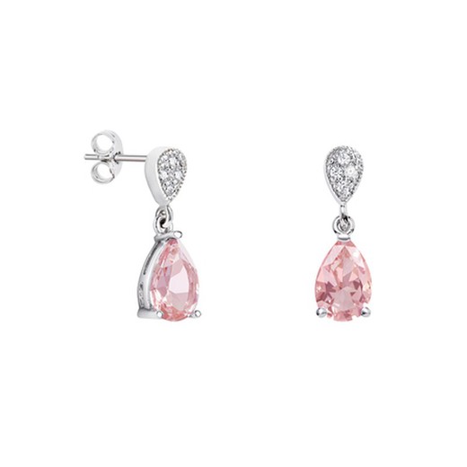 Pendientes Oro Blanco 18kts Lágrima Argyor MRM 9x6mm (18)79B0200DA3 Topacios Rosa Diamantes