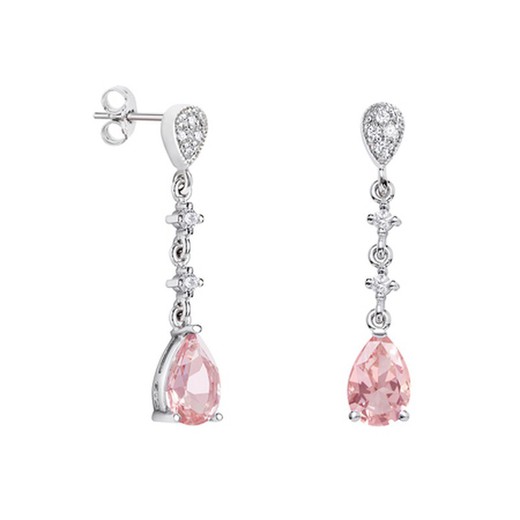 Pendientes Oro Blanco 18kts Lágrima Argyor MRM 9x6mm (18)79B0202DA3 Topacios Rosa Diamantes