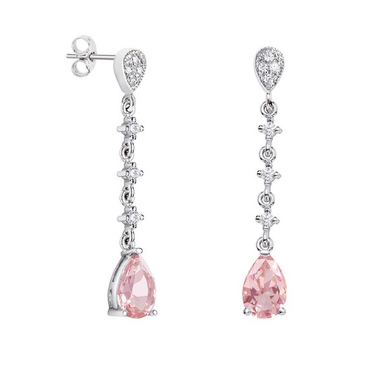 Pendientes Oro Blanco 18kts Lágrima Argyor MRM 9x6mm (18)79B0203DA3 Topacios Rosa Diamantes