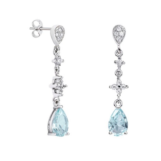 Pendientes Oro Blanco 18kts Lágrima Argyor MRM 9x6mm (18)79B0204DA2 Topacios Azul Diamantes