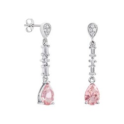 Pendientes Oro Blanco 18kts Lágrima Argyor MRM 9x6mm (18)79B0206DA3 Topacios Rosa Diamantes