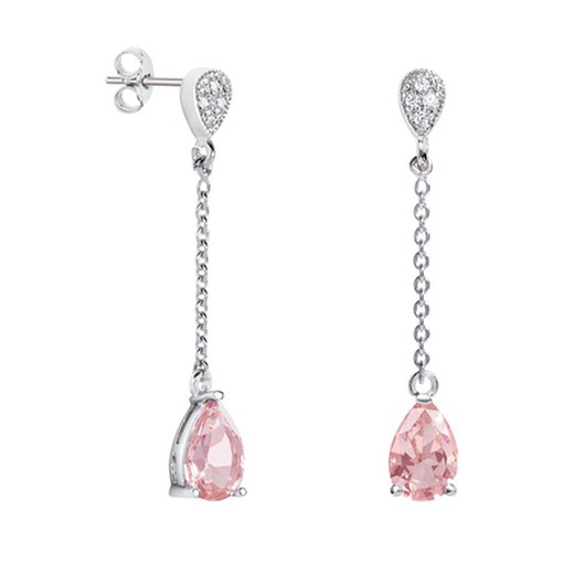 Pendientes Oro Blanco 18kts Lágrima Argyor MRM 9x6mm (18)79B0207TA3 Topacios Rosa